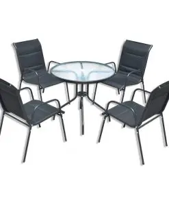 vidaXL 5 Piece Outdoor Dining Set Steel Black