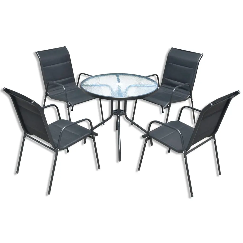 vidaXL 5 Piece Outdoor Dining Set Steel Black