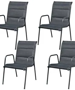 vidaXL 5 Piece Outdoor Dining Set Steel Black