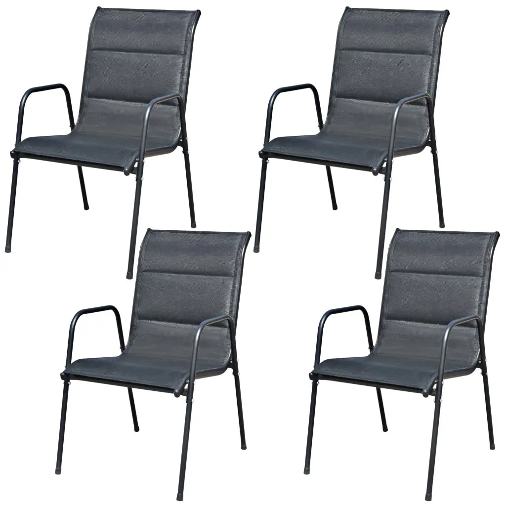 vidaXL 5 Piece Outdoor Dining Set Steel Black