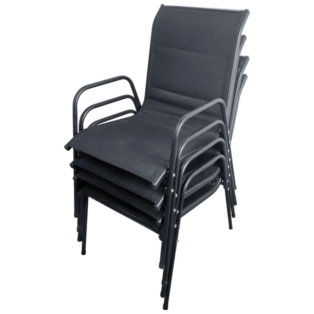 vidaXL 5 Piece Outdoor Dining Set Steel Black