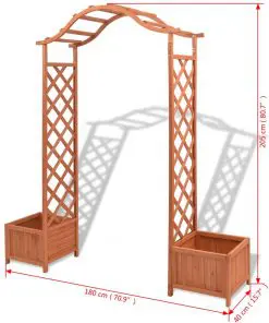 vidaXL Trellis Rose Arch with Planters 180x40x205 cm