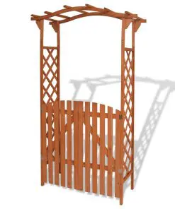 vidaXL Garden Arch with Gate Solid Wood 120x60x205 cm