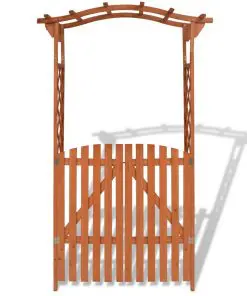 vidaXL Garden Arch with Gate Solid Wood 120x60x205 cm