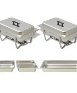 vidaXL 2 Piece Chafing Dish Set Stainless Steel