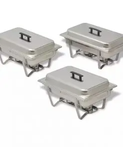 vidaXL 3 Piece Chafing Dish Set Stainless Steel