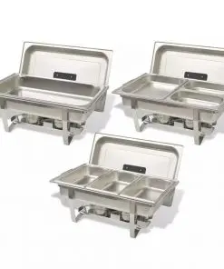 vidaXL 3 Piece Chafing Dish Set Stainless Steel