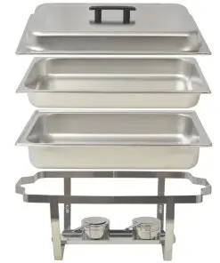 vidaXL 3 Piece Chafing Dish Set Stainless Steel