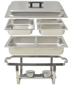 vidaXL 3 Piece Chafing Dish Set Stainless Steel