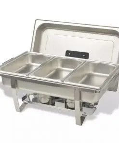 vidaXL 3 Piece Chafing Dish Set Stainless Steel