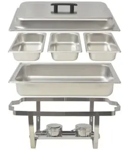 vidaXL 3 Piece Chafing Dish Set Stainless Steel