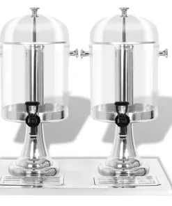 vidaXL Double Juice Dispenser Stainless Steel 2 x 8 L