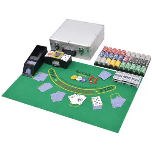 vidaXL Combine Poker/Blackjack Set with 600 Laser Chips Aluminium