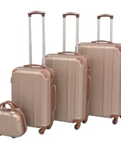 vidaXL Four Piece Hardcase Trolley Set Champagne