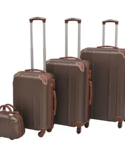 vidaXL Four Piece Hardcase Trolley Set Coffee