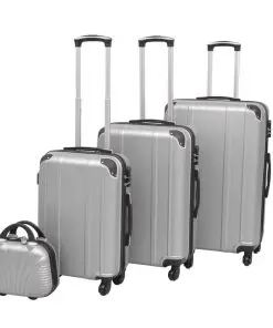 vidaXL Four Piece Hardcase Trolley Set Silver
