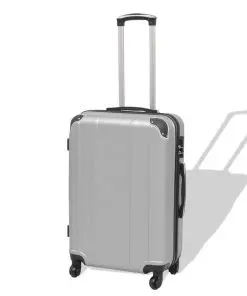 vidaXL Four Piece Hardcase Trolley Set Silver