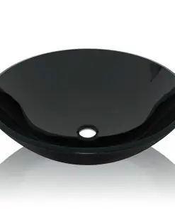 vidaXL Basin Tempered Glass 42 cm Black