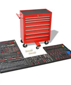 vidaXL Workshop Tool Trolley with 1125 Tools Steel Red