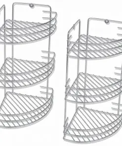 vidaXL Three-Tier Shower Corner Shelves 2 pcs Metal