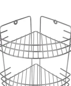 vidaXL Three-Tier Shower Corner Shelves 2 pcs Metal