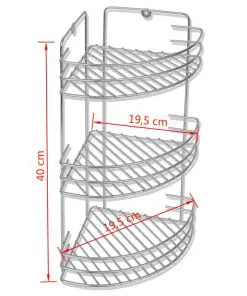 vidaXL Three-Tier Shower Corner Shelves 2 pcs Metal