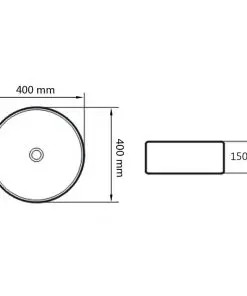 vidaXL Basin Round Ceramic White 40×15 cm