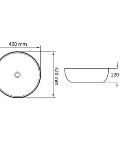 vidaXL Basin Round Ceramic White 42×12 cm