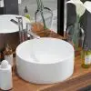 vidaXL Basin Round Ceramic White 40×15 cm