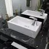 vidaXL Basin with Faucet Hole Rectangular Ceramic White 46×25.5×12 cm