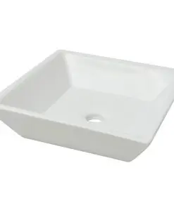 vidaXL Basin Square Ceramic White 41.5×41.5×12 cm