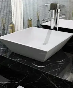 vidaXL Basin Square Ceramic White 41.5×41.5×12 cm