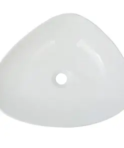 vidaXL Basin Triangle Ceramic White 50.5x41x12 cm