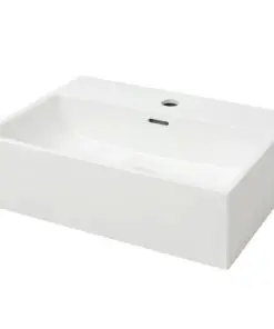 vidaXL Basin with Faucet Hole Ceramic White 51.5×38.5×15 cm