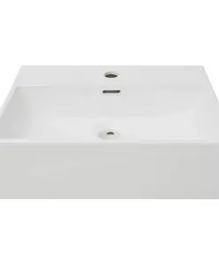 vidaXL Basin with Faucet Hole Ceramic White 51.5×38.5×15 cm