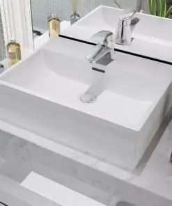 vidaXL Basin with Faucet Hole Ceramic White 51.5×38.5×15 cm