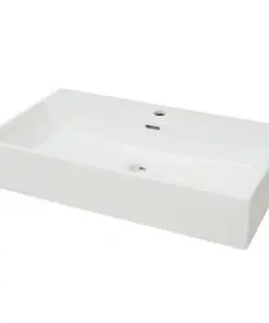 vidaXL Basin with Faucet Hole Ceramic White 76×42.5×14.5 cm