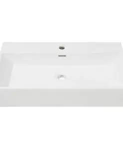 vidaXL Basin with Faucet Hole Ceramic White 76×42.5×14.5 cm