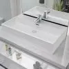 vidaXL Basin with Faucet Hole Ceramic White 76×42.5×14.5 cm
