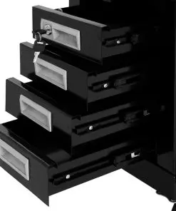 vidaXL Welding Cart with 4 Drawers Black
