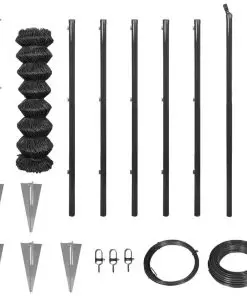 vidaXL Chain Link Fence with Spike Anchors 1×15 m Grey