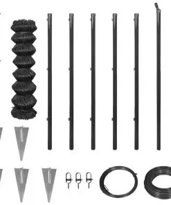 vidaXL Chain Link Fence with Spike Anchors 1.25×15 m Grey
