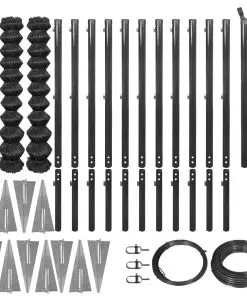 vidaXL Chain Link Fence with Spike Anchors 1.97×25 m Grey