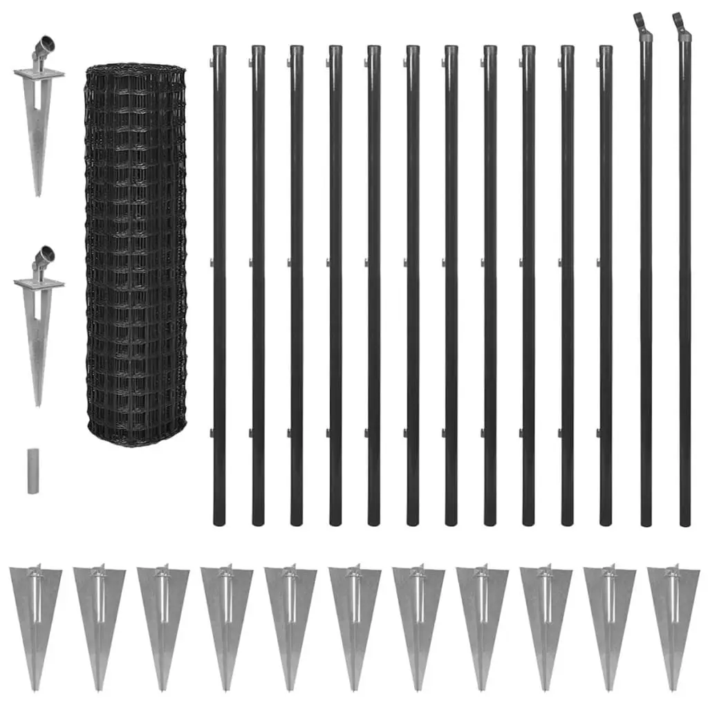vidaXL Euro Fence Steel 25×1.7 m Grey