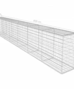 vidaXL Gabion Wall with Cover Galvanised Steel 600x50x100 cm