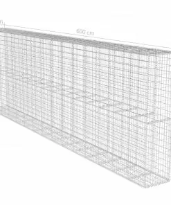 vidaXL Gabion Wall with Cover Galvanised Steel 600x50x200 cm