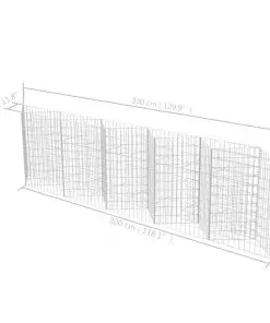 vidaXL Gabion Basket Galvanised Steel 300x30x100 cm