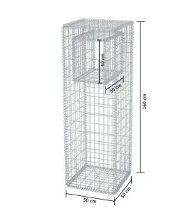 vidaXL Gabion Basket Post/Planter Steel 50x50x160 cm