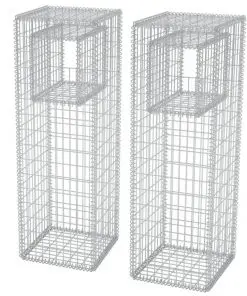 vidaXL Gabion Basket Posts/Planters 2 pcs Steel 50x50x160 cm