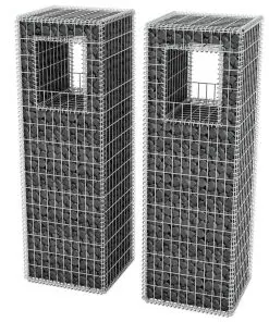 vidaXL Gabion Basket Posts/Planters 2 pcs Steel 50x50x160 cm